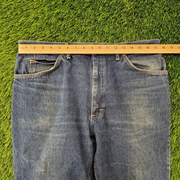 Vintage 70s LEE Whiskered Jeans 35x28 Dark-Wash Talon-Zip - Picture 13 of 16